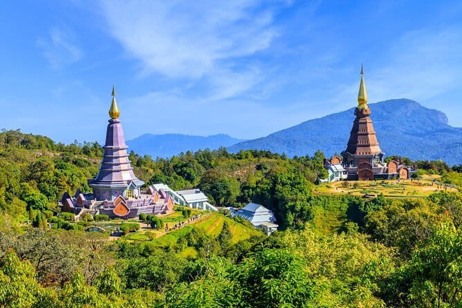 Chiang Mai: Inthanon, Elephant Sanctuary Observation & Waterfall - Doi Inthanon’s highest-peak zone and the Twin Royal Stupas