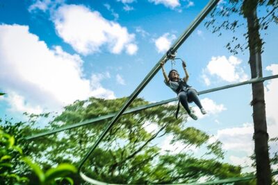 Jungle Flight Zipline Roller Coaster - The first steps: equipment help, safety instructions, and that short trek