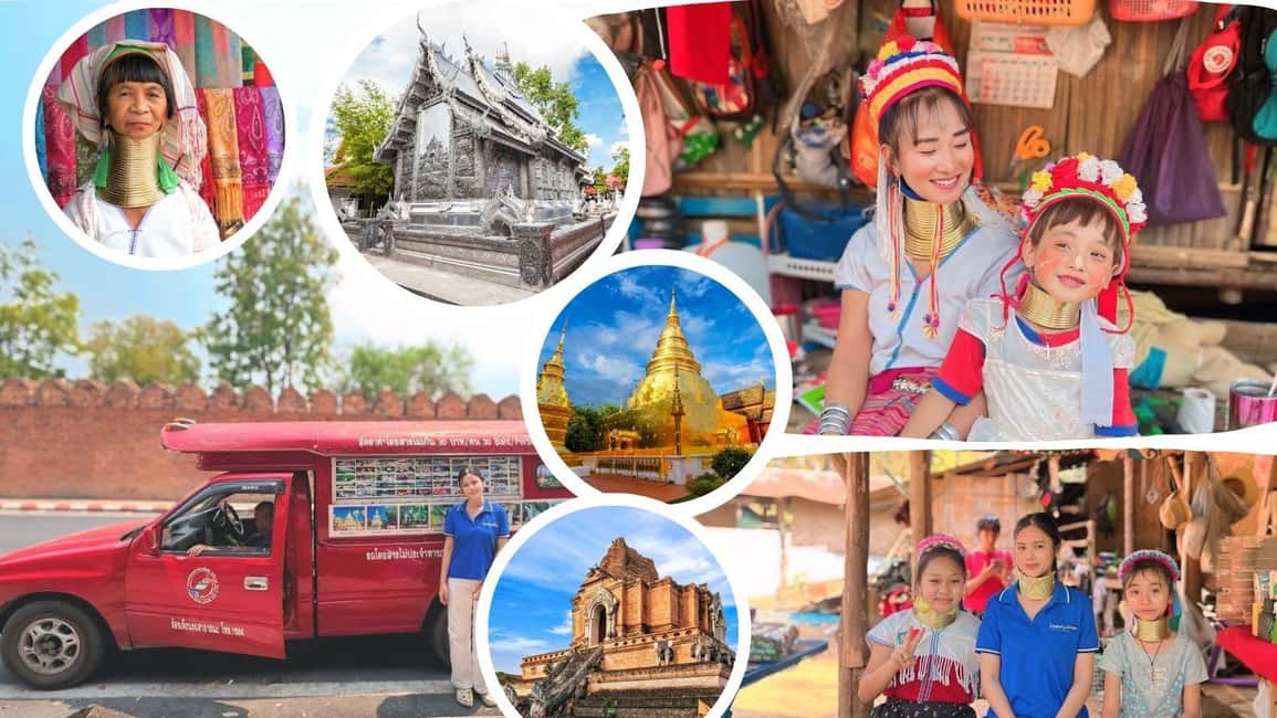Long Neck Village, Silver Temple & Chiang Mai Top Sites - Getting Picked Up and Moving by Red Songthaew